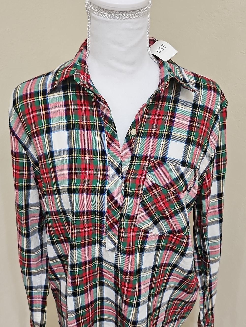 Gap SZ S Plaid Flannel Holiday Christmas Xmas Fall BNWT Classic Cottagecore Prep